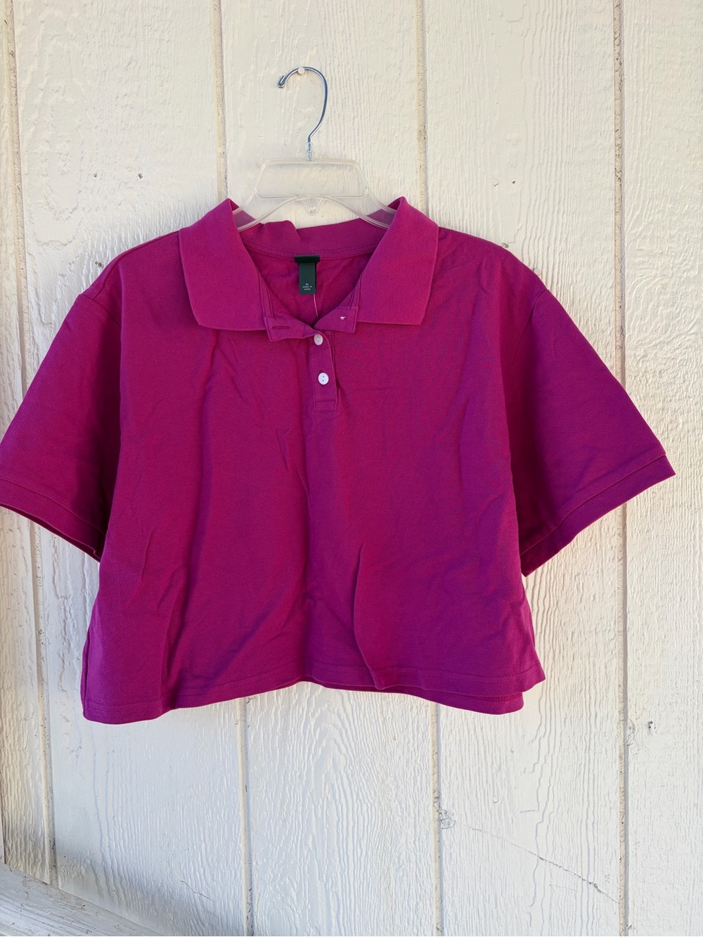 Wild Fable Women’s Cropped Polo Top - Magenta Size XL